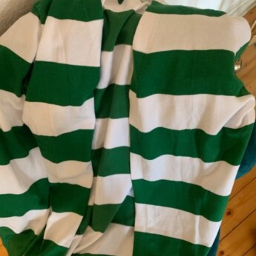 Casual Colorblock stripes open front long Cardigan GREEN - Picture 4 of 5